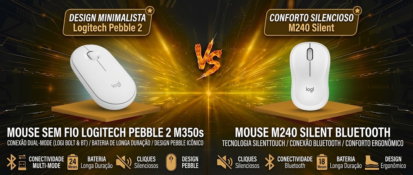Logitech Pebble 2 M350s vs M240 Silent: Qual mouse silencioso vale mais a pena?
