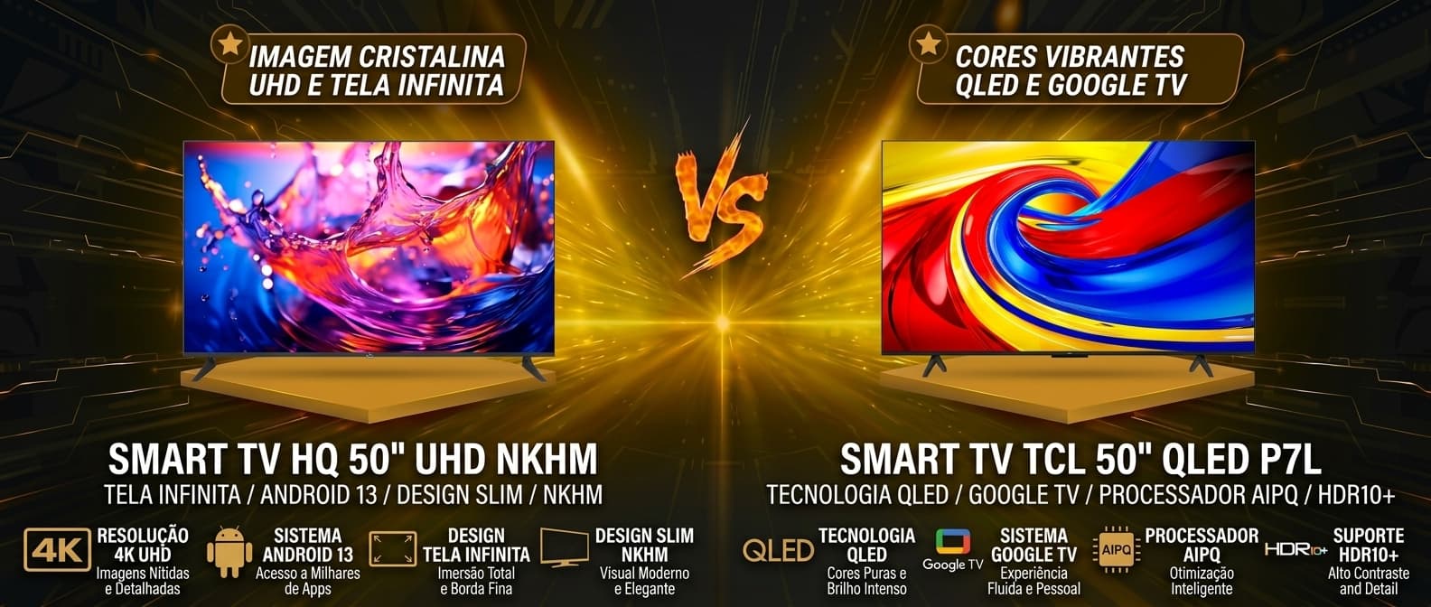 HQ 50 UHD NKHM vs TCL 50P7L QLED: qual Smart TV de 50 polegadas vale mais a pena?